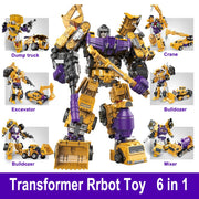 Transformation Robot Toy 6 in1 Engineering Vehicle Model Educational Assembling Deformation Action Figure Car Toy for Children