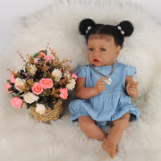 59CM Dark Skin Saskia Bebê Reborn Dolls Painted Newborn Toddler Dolls With Rooted Hair Doll Toys For Kid's Gift Reborn bonecas