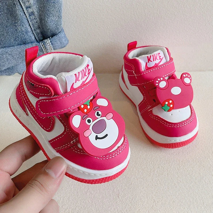 2024 Baby Boys Girls Casual Shoes Toddler Soft Bottom First Walking Shoes Children's Sneakers Disney Lotso Bear Kids Shoes