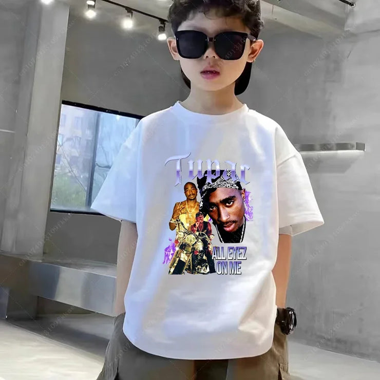 Tupac 2pac Rapper Thug Life Hip Hop Fashion Kids Cotton T-shirt Baby Tee Boys Girls Clothes Summer Child Short Sleeve Tshirt Top