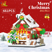 HUIQIBAO Christmas Santa Claus House Building Blocks City Snow Xmas Decoration Model Bricks Set Toys for Children Kids Gift