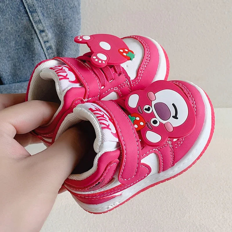 2024 Baby Boys Girls Casual Shoes Toddler Soft Bottom First Walking Shoes Children's Sneakers Disney Lotso Bear Kids Shoes