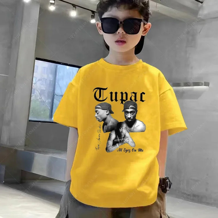 Tupac 2pac Rapper Thug Life Hip Hop Fashion Kids Cotton T-shirt Baby Tee Boys Girls Clothes Summer Child Short Sleeve Tshirt Top