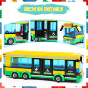 416Pcs City Town Bus Station Center Bus Station Building Kit Best Learning Roleplay Stem Block Play Toys Gift For Boys Girls