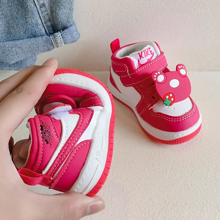 2024 Baby Boys Girls Casual Shoes Toddler Soft Bottom First Walking Shoes Children's Sneakers Disney Lotso Bear Kids Shoes