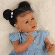 59CM Dark Skin Saskia Bebê Reborn Dolls Painted Newborn Toddler Dolls With Rooted Hair Doll Toys For Kid's Gift Reborn bonecas