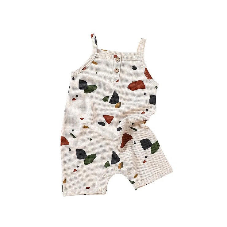 Summer Baby Rompers Waffle Boys Clothes Sleeveless Girls Jumpsuits