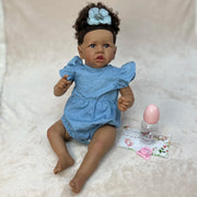 59CM Dark Skin Saskia Bebê Reborn Dolls Painted Newborn Toddler Dolls With Rooted Hair Doll Toys For Kid's Gift Reborn bonecas