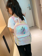 Sequin Cute Pink Unicorn Lightweight Large Capacity Girl Backpack