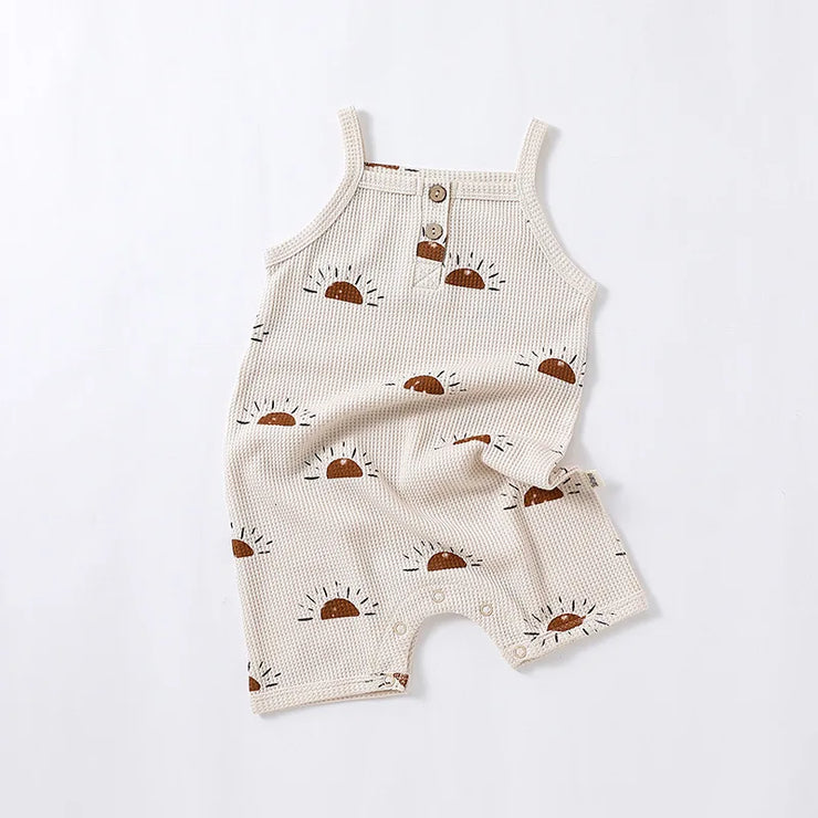 Summer Baby Rompers Waffle Boys Clothes Sleeveless Girls Jumpsuits