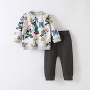 Fashion Striped Winnie Pooh Sweatshirt Suir For Baby Clothes Autumn Fashion Long Sleeve Tops + Sweatpants Casual Boy Tracksuit