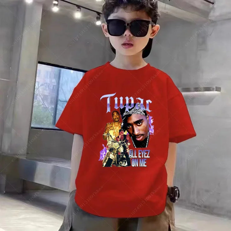 Tupac 2pac Rapper Thug Life Hip Hop Fashion Kids Cotton T-shirt Baby Tee Boys Girls Clothes Summer Child Short Sleeve Tshirt Top