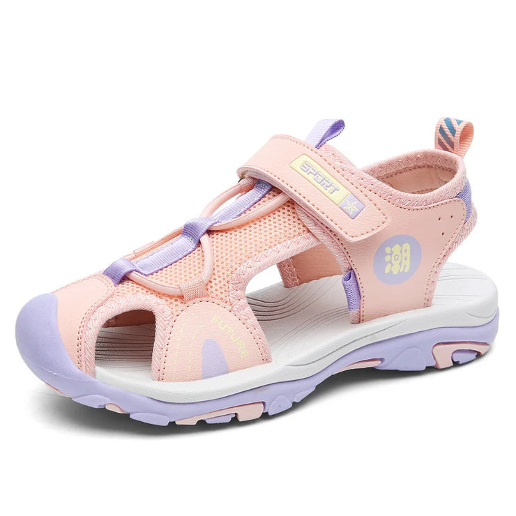 New Style 2024 Summer Beach Water Children Sandals Fashion Shoes Outdoor Non-slip Soft Bottom Shading Leather Boys Comfortable