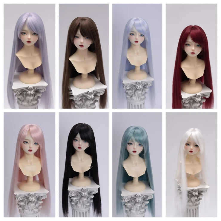 New Doll's Wig for 1/3 1/4 1/6 Bjd Doll Long Straight Hair with Bangs Soft Silk Diy Girl Toys Dress Up Doll Accessories,no Doll