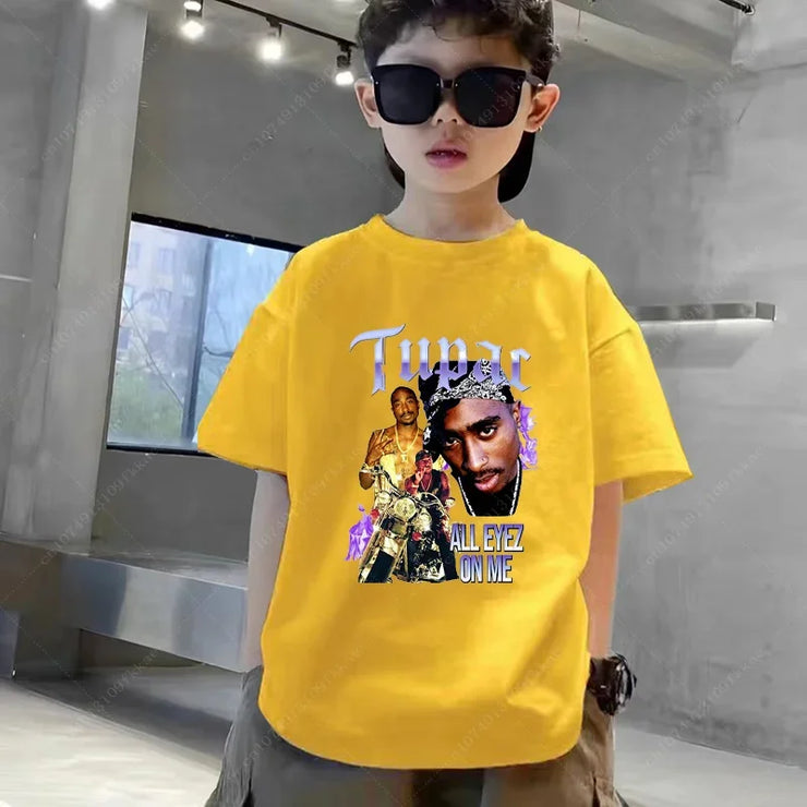 Tupac 2pac Rapper Thug Life Hip Hop Fashion Kids Cotton T-shirt Baby Tee Boys Girls Clothes Summer Child Short Sleeve Tshirt Top