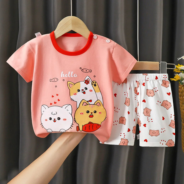 fashion baby girls clothes summer Baby girls Sets cute girls T-shirt + Shorts Sets Toddler Clothing Baby girls Clothes