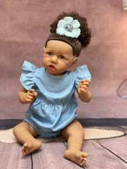 59CM Dark Skin Saskia Bebê Reborn Dolls Painted Newborn Toddler Dolls With Rooted Hair Doll Toys For Kid's Gift Reborn bonecas