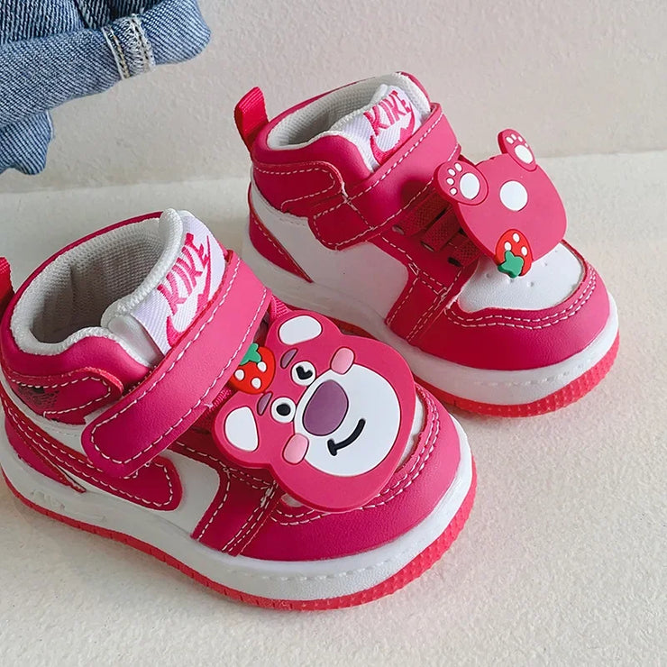 2024 Baby Boys Girls Casual Shoes Toddler Soft Bottom First Walking Shoes Children's Sneakers Disney Lotso Bear Kids Shoes